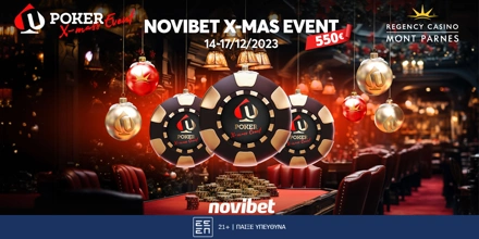 Offer Image for Έρχεται το τουρνουά πόκερ Novibet Xmas 550€ – 16 θέσεις από Freerolls και Online προκριματικά!