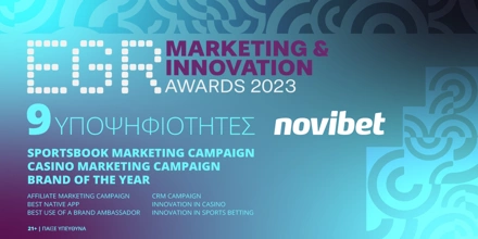 Offer Image for Εννέα υποψηφιότητες για τη novibet στα EGR Marketing & Innovation Awards 2023
